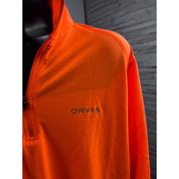 Orvis Mens Drirelease 1/4 Zip Long Sleeve Shirt Orange UV Protection Small - Picture 7 of 8